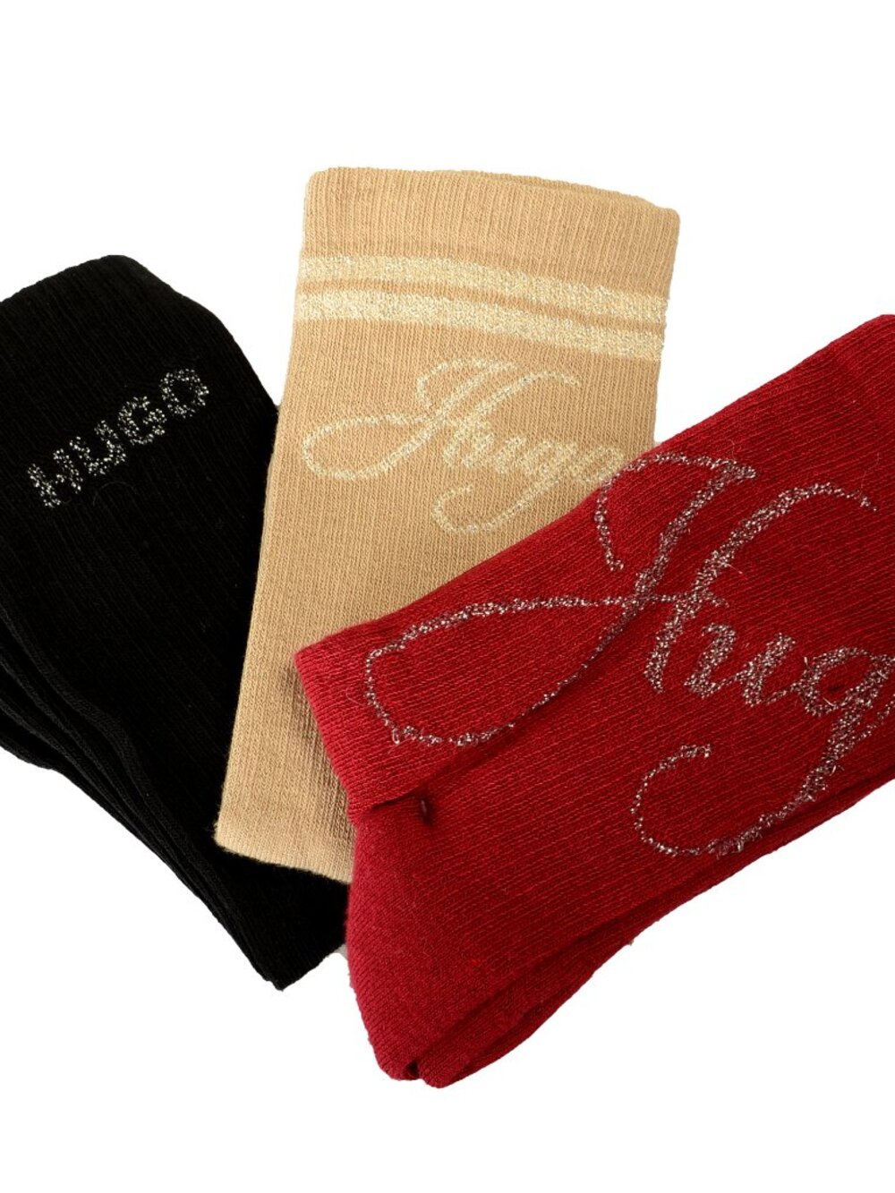 Hugo Boss "3P QS Shiny Log CCW" 3-Pack Quarter Socks sz US 3.5-5 IT 35-38